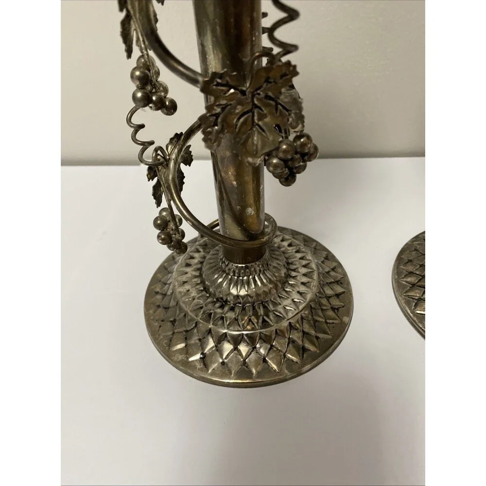 Vintage Ornate Candle Stick Holders Set Of 2 Grapevine Gorgeous Grapevine Detail